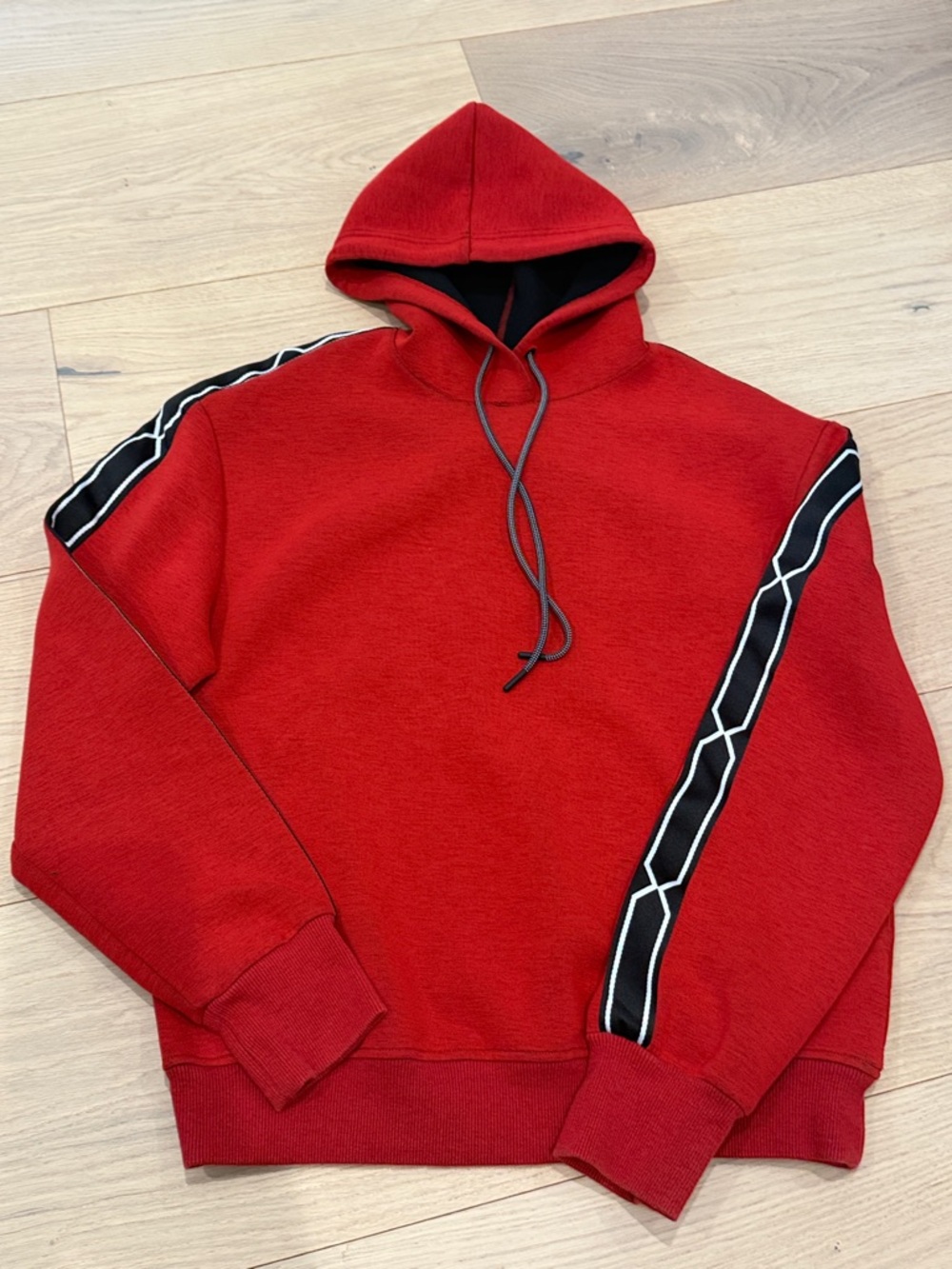 Hunter for Target Red Hooded Sweatshirt with Black Contrast Sleeve Tape